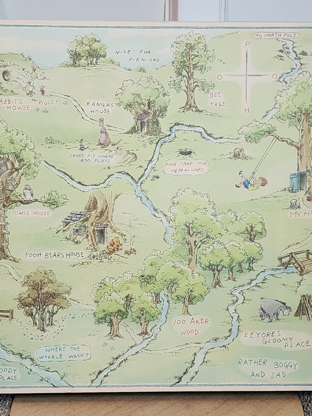 Hallmark Hundred Acre Wooden Map Art, 15"x15", 2 Minor Flaws On Picture (Shown)